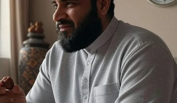 روزه دار مسلمان در حال خوردن خرما بیش از اذان به، اشتباه