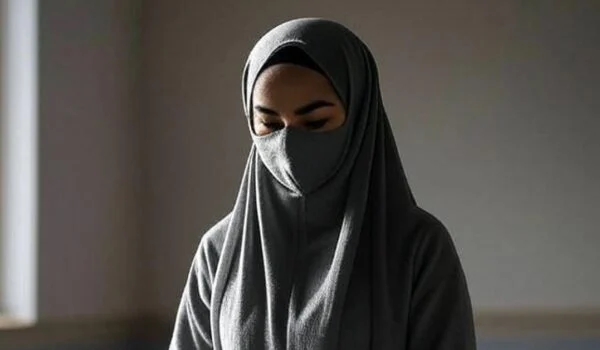 زن مسلمان در حال اقامه نماز، بدون گفتن اقامه