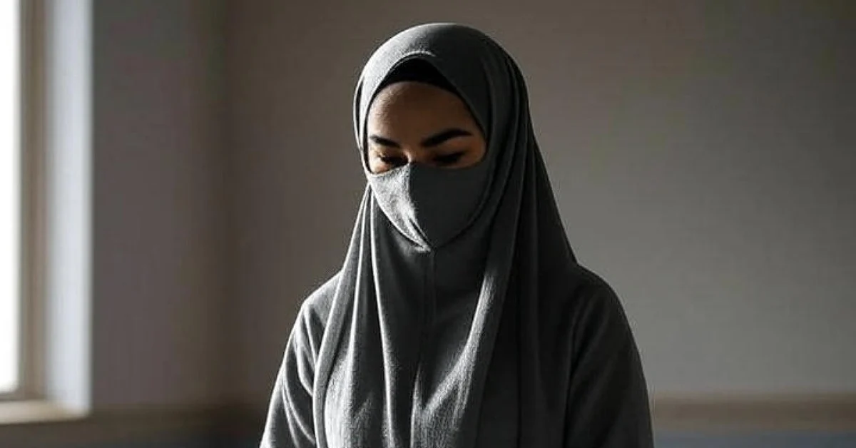 زن مسلمان در حال اقامه نماز، بدون گفتن اقامه